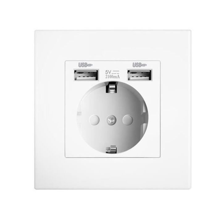 Prise murale dalimentation USB 5V 21A EU Electrical Socket 16A Dual USB ...