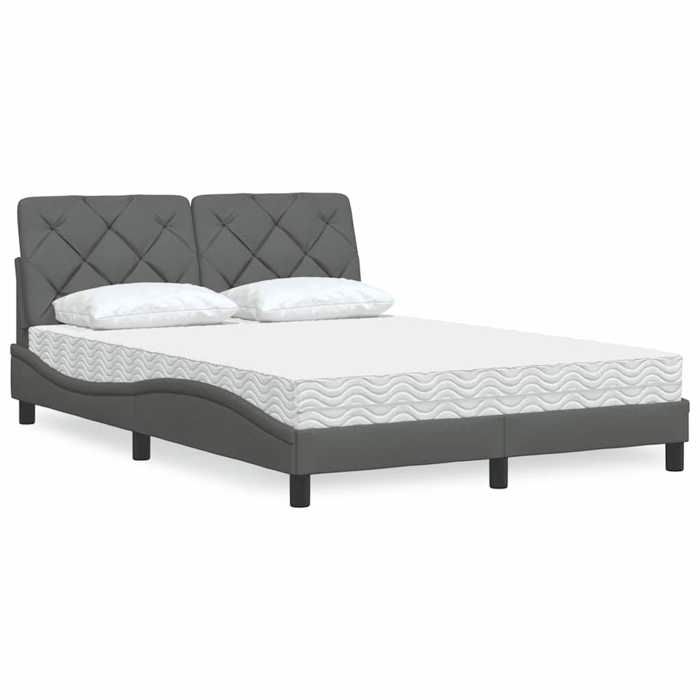 vidaXL Lit avec matelas gris foncé 120x200 cm tissu 3310728