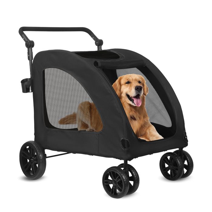 Meilleurs prix pour VINTEKY®Poussette pour Chien et Chat - Design Pliable avec Poignée Réglable, Laisse de Sécurité et Porte-Gobelet