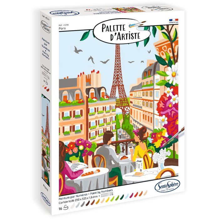 Peinture acrylique - SENTOSPHERE - Palette Dartiste - Paris - Peinture à numéro pour adulte - Tableau en carte toilée