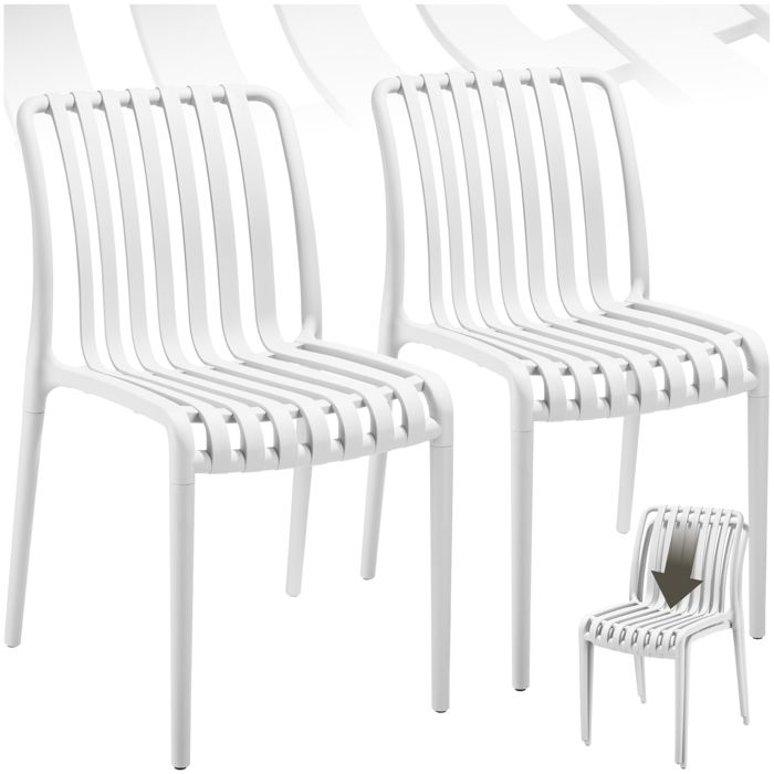 Chaises de jardin - TECTAKE - Lot de 2 chaises ALCUDIA empilables et résistantes aux intempéries 47 x 58 x 805 cm - Crème
