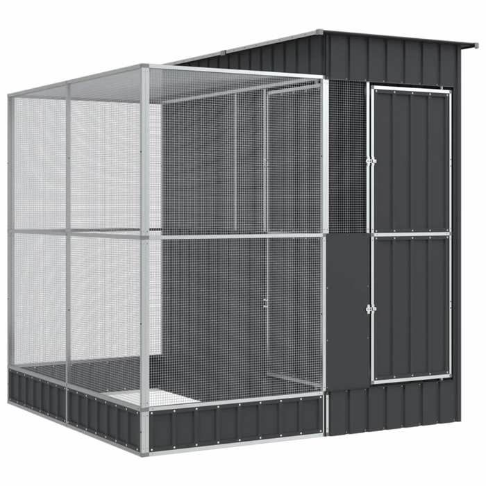 Volière cage à oiseaux avec extension argenté 209 x 203 x 216 cm acier Argent 02_0045651 Volière cage à oiseaux avec extension argenté 209 x 203 x 216 cm acier Argent 02_0045651