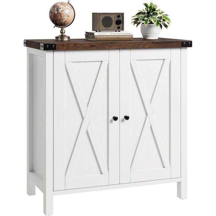Buffet - Buffet cuisine - 2 portes - H 80 cm - scandinave Blanc et marron