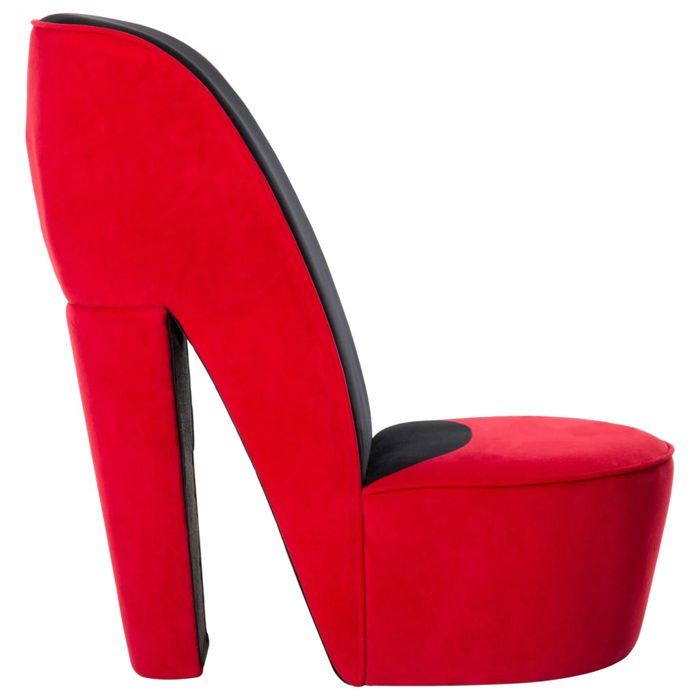 Fauteuil forme de talon haut rouge - Dimensions L43x P82.5xH85.5 cm - Velours 100% polyester 3250863