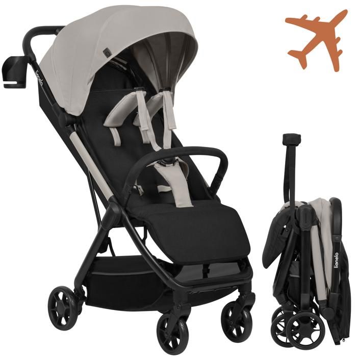 Poussette ultra-compacte LIONELO Julie Air - Pliage automatique - Compatible avion - Jusquà 22kg - Canopy UPF 50 - Beige