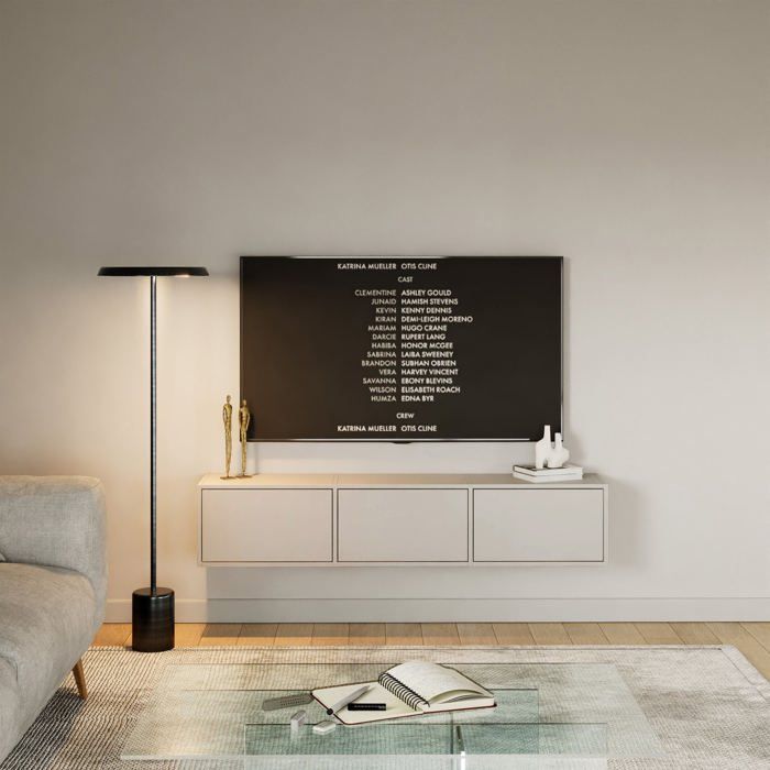 Meuble TV avec 3 abattants – FRAMME – gris cachemire – 150 cm