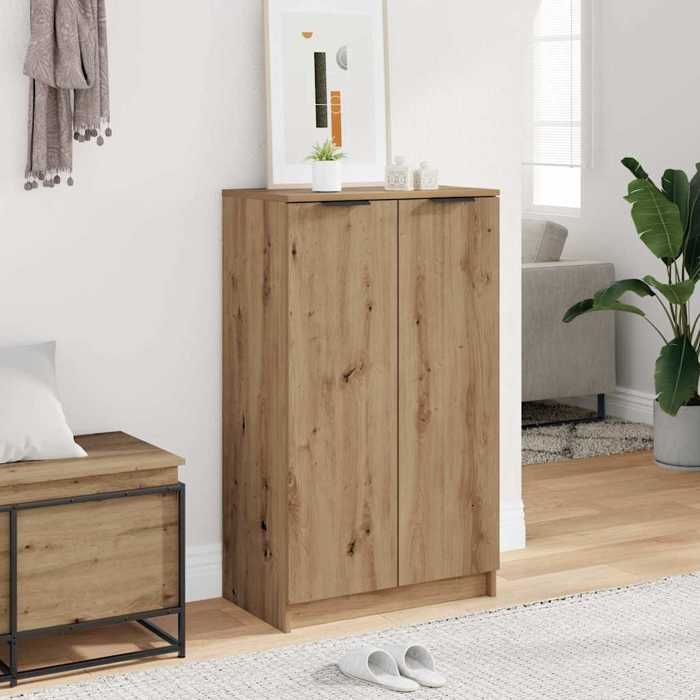 Solde dautomneArmoire à chaussures - RUIGOU - Armoire basse dIntérieur chêne artisanal bois dingénierie LEM70393