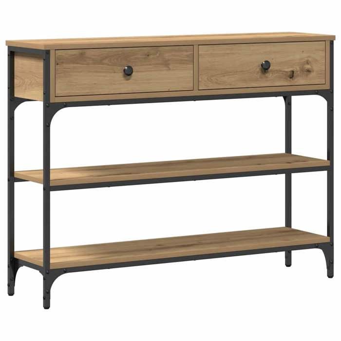 Réduction - Meuble console - Table dappoint Design élégant - avec tiroir chêne artisanal 100 x 25 x 75 cm @FR473016