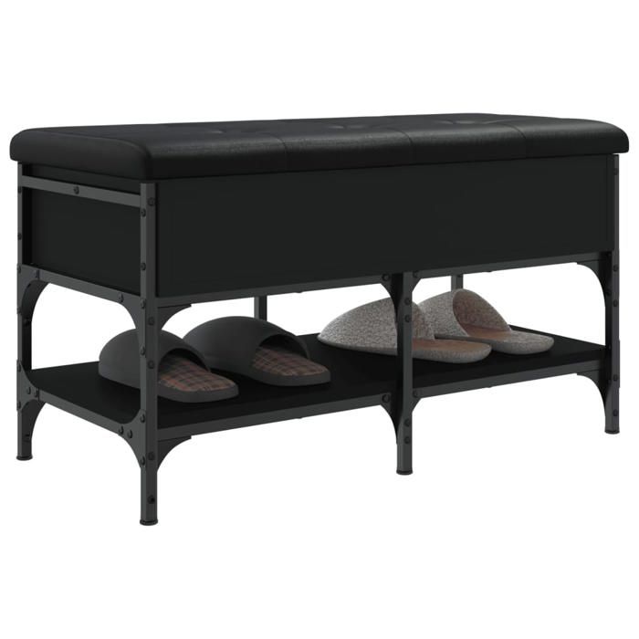 Black Friday Banc/Coffre à chaussures - jill - pour lentrée - noir 82x42x45 cm - bois dingénierie BB805