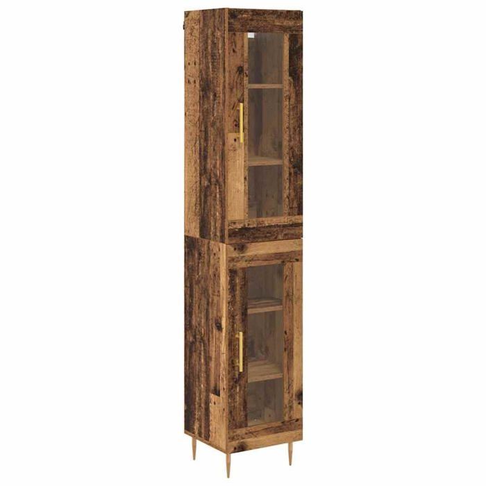 Haut armoire bois ancien - vidaXL - 345x34x180 cm - Bois dingénierie - 2 portes - Pieds dorés - Rangement spacieux
