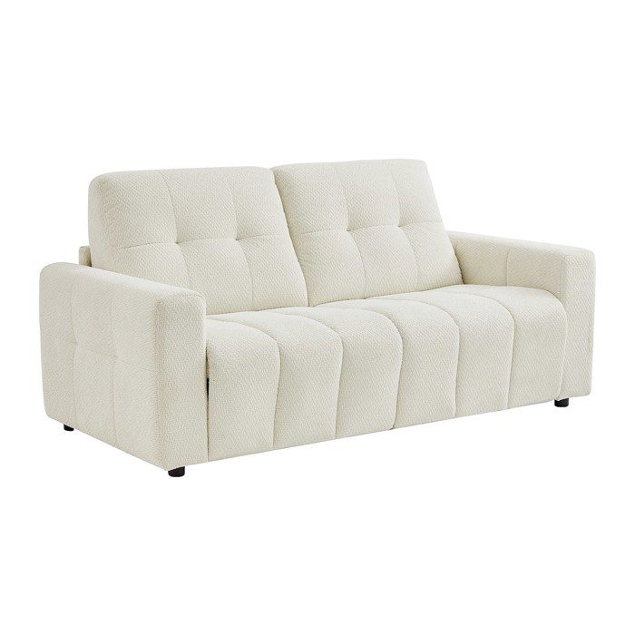 Canapé 3 places convertible express en tissu chenille beige - Couchage 140 cm ISISTIA