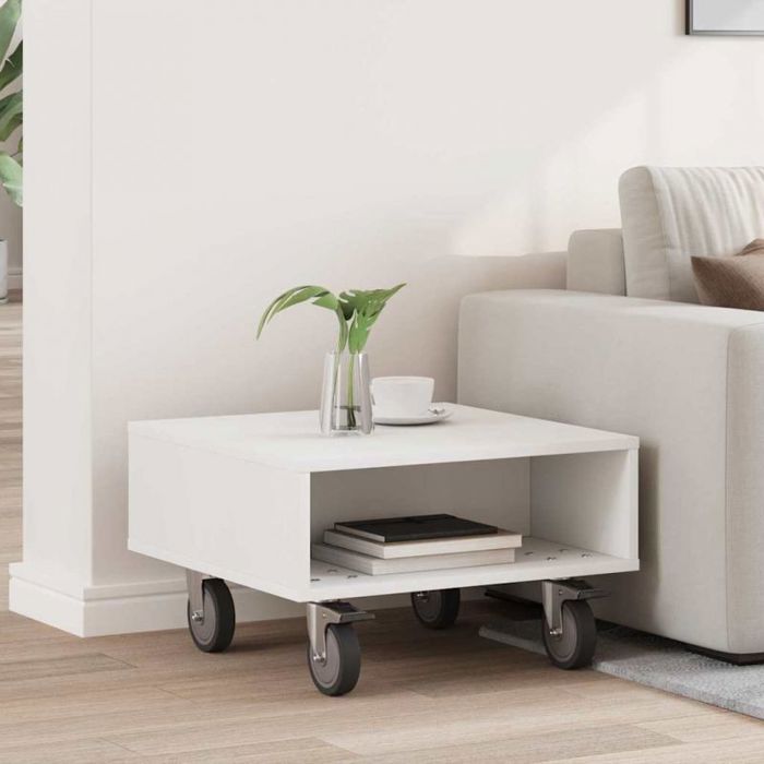 Table dappoint - VIDAXL - 505 x 50 x 30 cm - Blanc - Roulettes (2 verrouillables) - Bois dingénierie