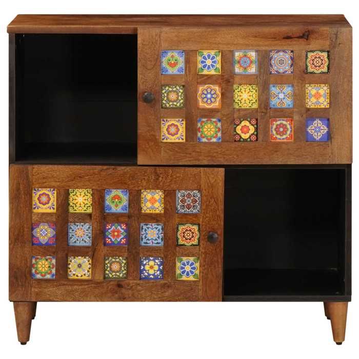 SOLDES DHIVER®Buffet bahut Placard de rangement - Marron Buffet - avec porte - Noyer 80 x 335 x 75 cm - bois de mangue massif - 72