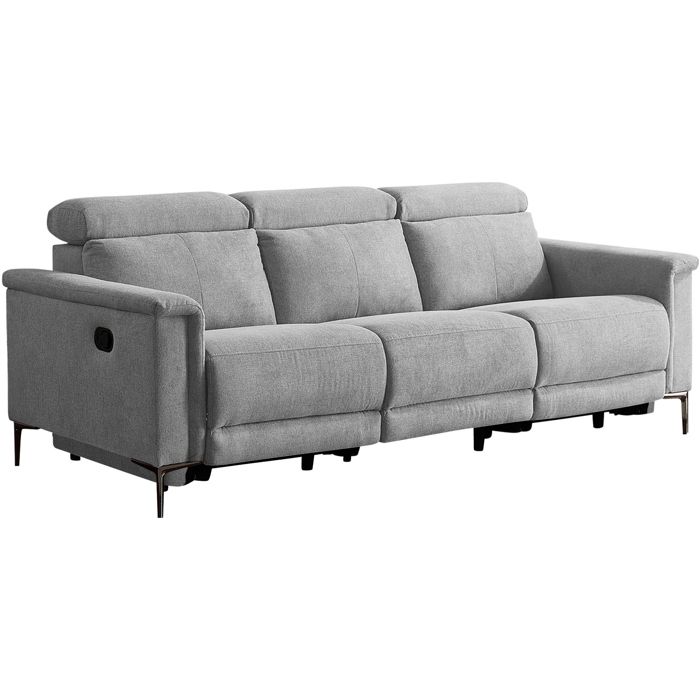 Lund-canapé 3 Places Avec 2 Fauteuils Relax Manuels En Tissu Gris Clair Lund-canapé 3 Places Avec 2 Fauteuils Relax Manuels En Tissu Gris Clair