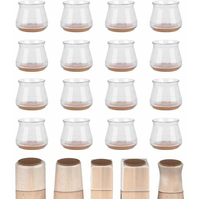 16 protège-sol en silicone pour pieds de chaise (18-25mm) - Patins anti-rayures pour parquet/stratifié (silencieux et durables)