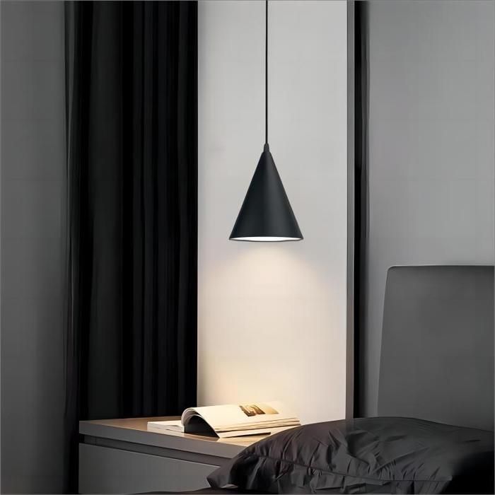 Suspension luminaire - SMOTOP - Noir métal Ø19cm - 1x E27 - Style vintage nordique