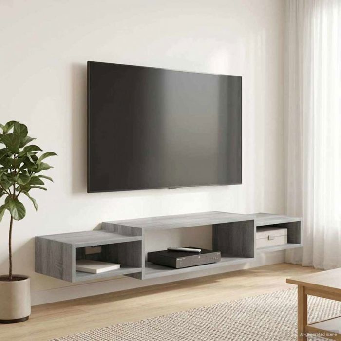 Etagere murale - echelle etagere Vidaxl Meuble TV mural Montage mural Sonoma gris 140 x 28 x 21 cm