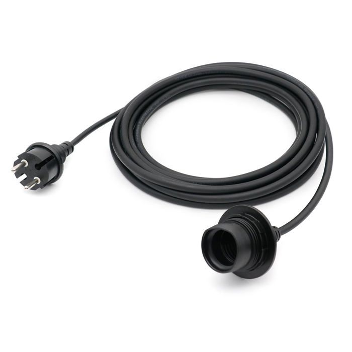Douille de lampe culot de lampe Firmerst - PNLCF15FTSHBLK-DE - Douille E27 Etanche avec Fil de Caoutchouc Noir 45 m