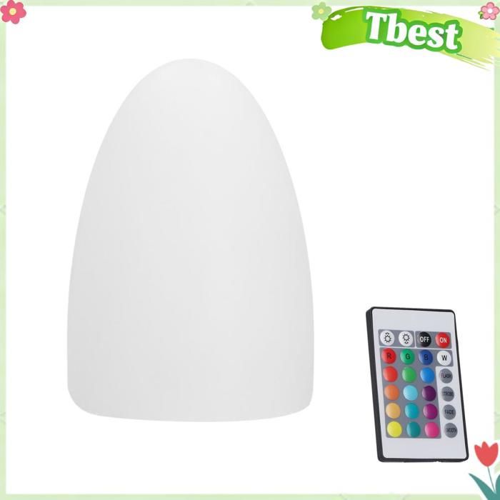 Veilleuse LED - TBEST - Oeuf - Télécommande 24 touches - RGBW 16 couleurs - Alimentation 3xAAA