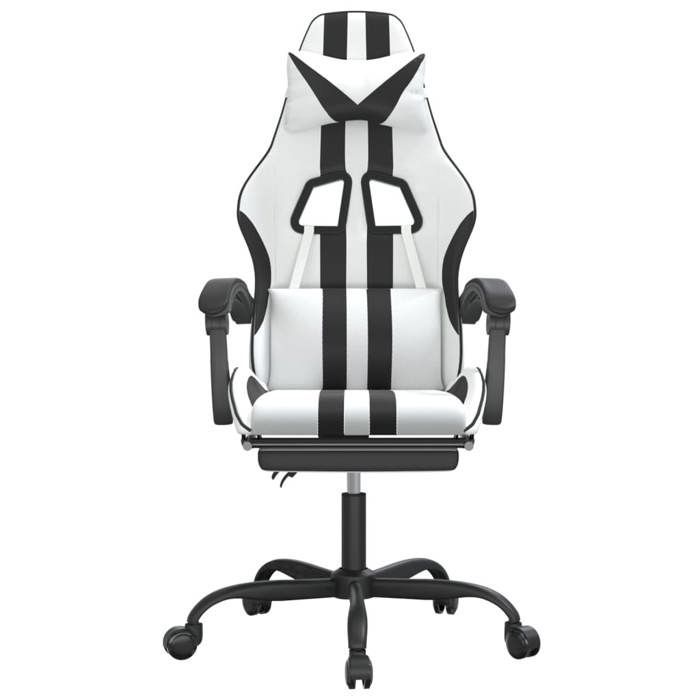 Confortable Chaise de jeu pivotante et repose-pied Blanc et noir Similicuiravec manuel de montage（29424549）VIDAXL