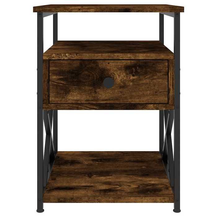 Cabinet de Lit Moderne Brun Table de chevet/nuit avec rangement chêne fumé 40x42x55 cm bois dingénierie CC3454