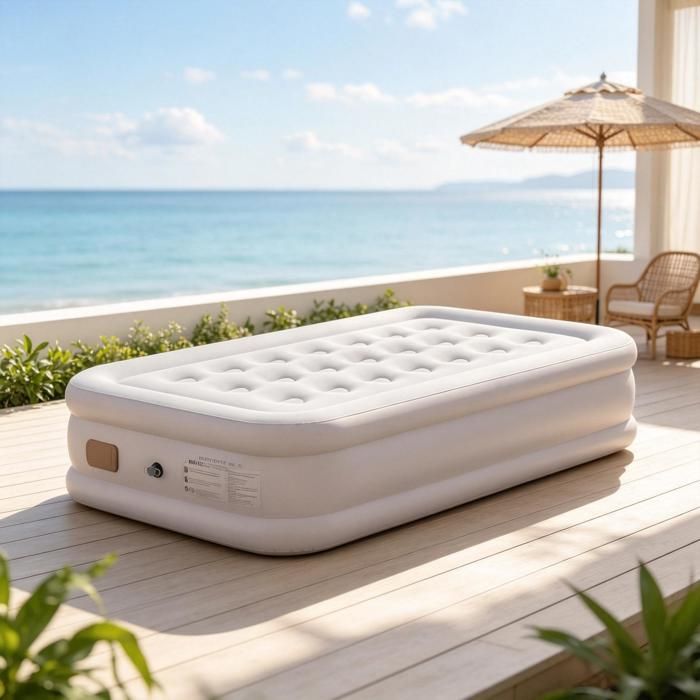 matelas gonflable électrique - Pompe électrique intégrée - Gonflage en 3 min - Dégonflage en 2 min