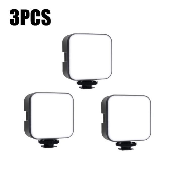 3 pièces-Mini caméra vidéo LED portable, lampe de nuit pour appareil photo, trépied, perche à selfie, lumière