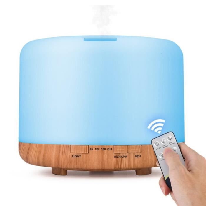 Humidificateur D'Air 400ml Avec Télécommande & Lumières LED 7 Couleurs - Diffuseur Huiles Essentielles - Arrêt Auto