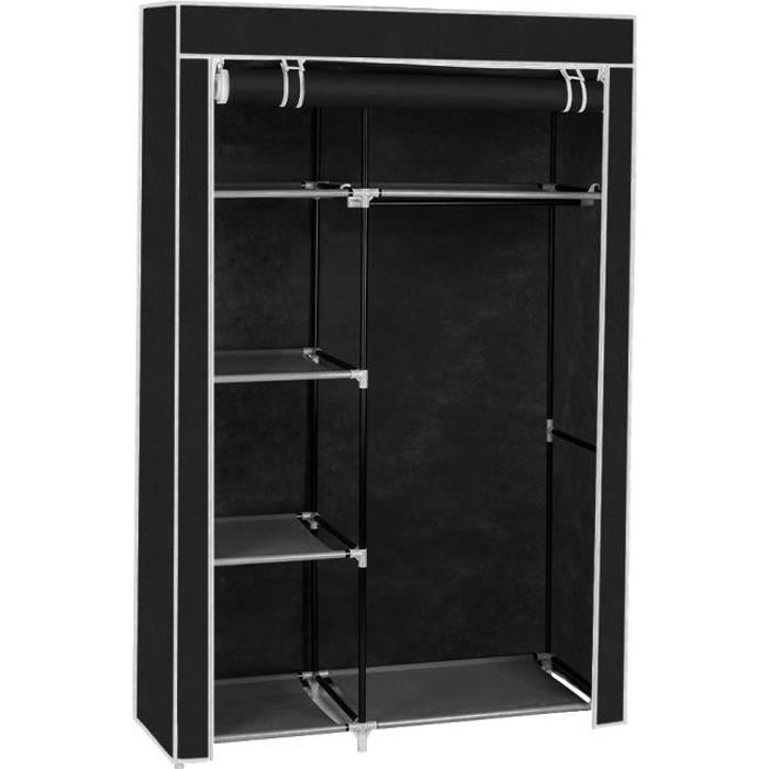Armoire de Rangement en Tissu Pliant penderie de Chambre 104.5*45.5*158cm Noir