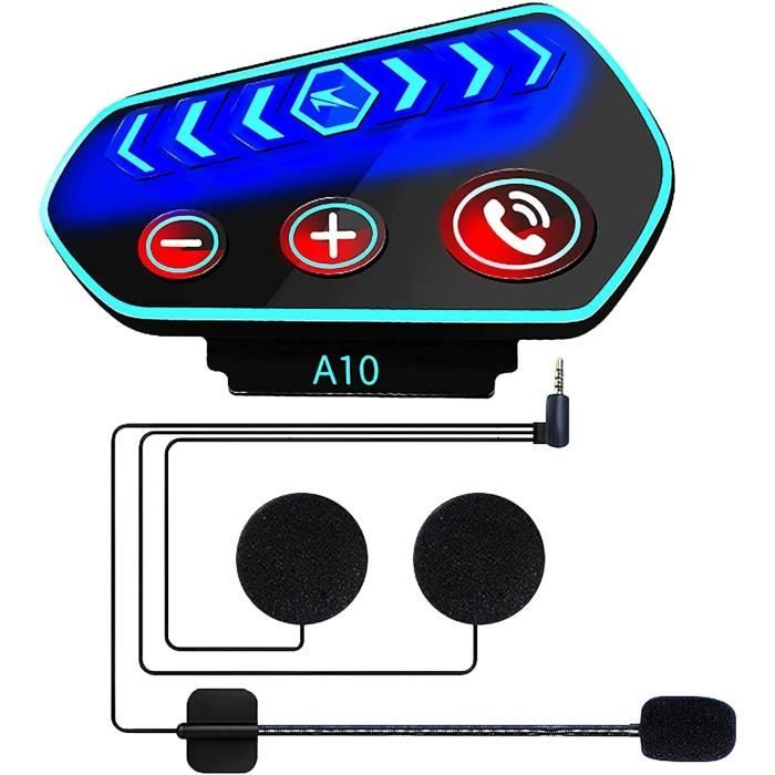Oreillette Bluetooth pour casque de moto, Bluetooth 5.0, étanche/portable/contrôle de la musique