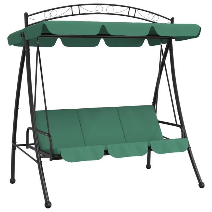 Balancelle de jardin avec auvent vert 198 cm tissu et acier