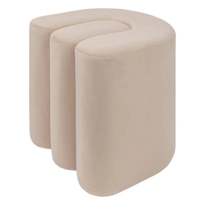 Pouf velours Bolan beige 40x40cm - Atmosphera Créateur dintérieur