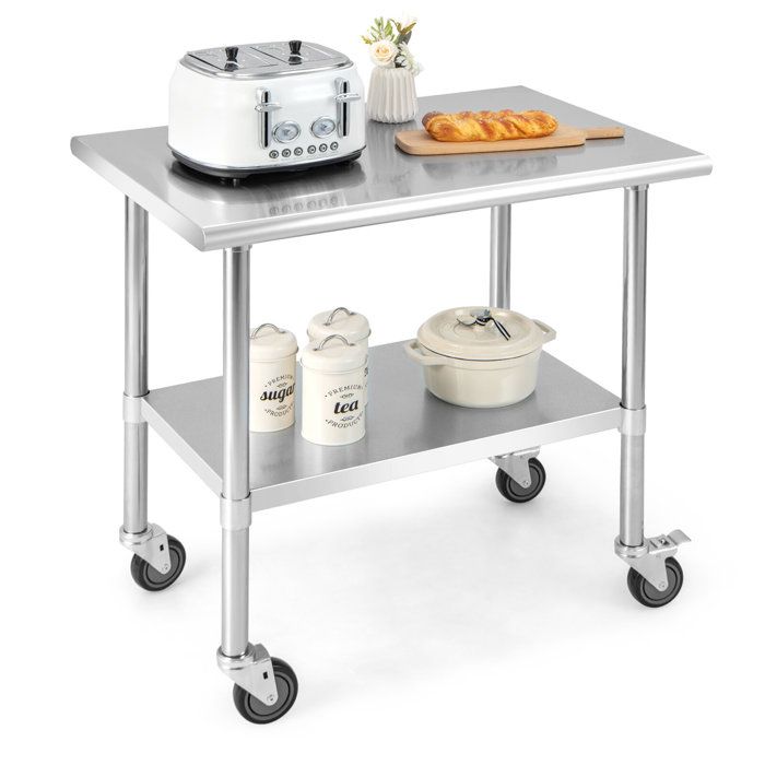 Table De Travail Pliable VidaXL - Acier Inoxydable 120x60x80cm Pour Cuisine/restaurant