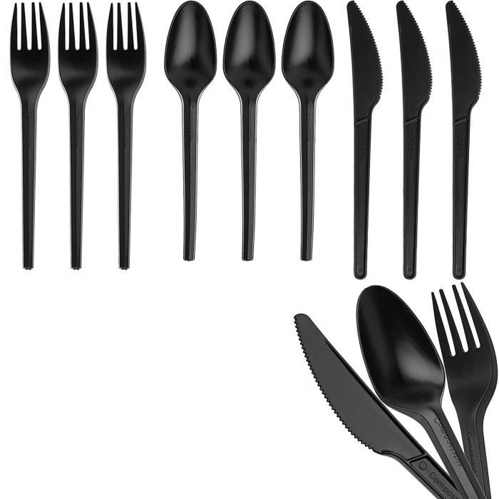 Couverts Plastique Or 120pcs - Réutilisables - 40 Fourchettes/Cuillères/Couteaux - Fête