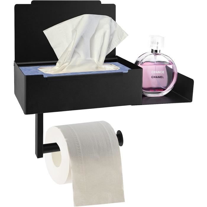 Porte Papier Toilette, Support Papier Toilette Mural sans Perçage avec étagères et Boîte à