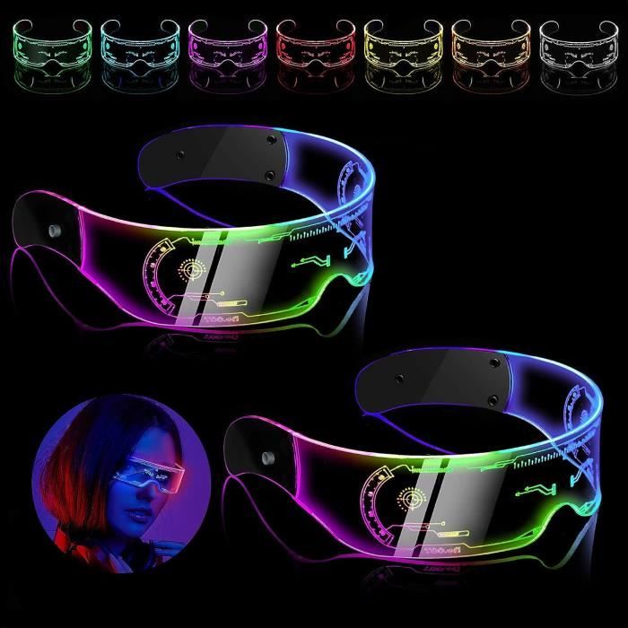 Lunettes Led Lumineuses Cyberpunk Lunette Techno Futuriste Fun Glasses  Festival Lunette Fluo Lumineux Rave Party Cool De Sole[q377]