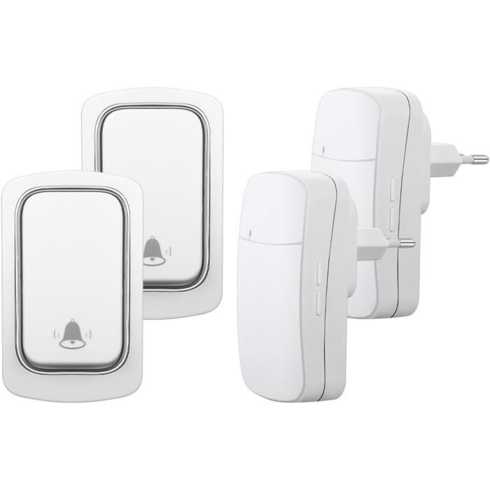 Sonnette Sans Fil Blanche Utilitech UT-7341-04 – Bouton + 2 Carillons, Fonctionne Sur Piles
