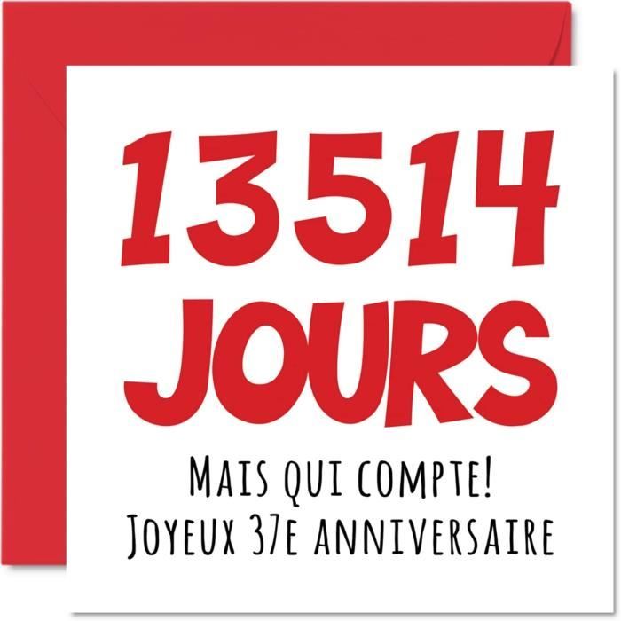 Carte D’anniversaire 37 Ans - Design élégant - Pour Lui Ou Pour Elle - Format 145x145 Mm