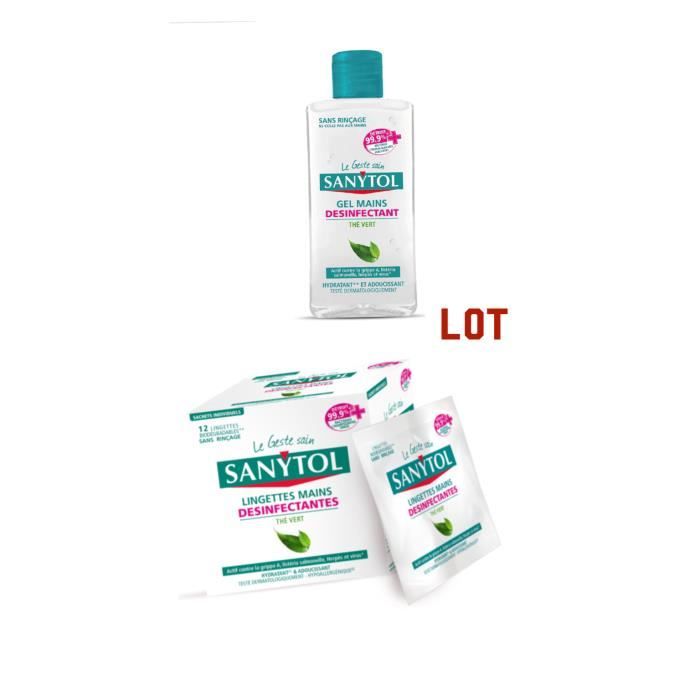 Sanytol - Lingettes Désinfectantes Individuelles Mains - Bactéricide,  Virucide, Fongicide - Sans Rinçage - Parfum Thé Vert - Étui Individuel - x  12 : : Epicerie