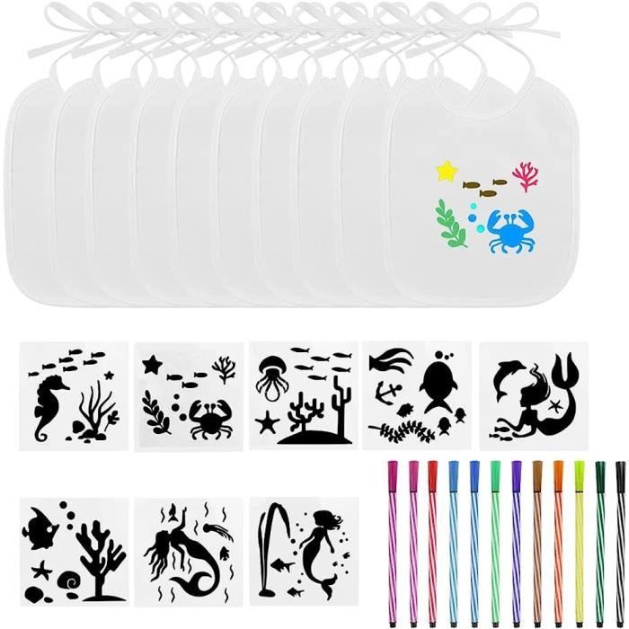 HENGBIRD – Kit Créatif De 8 Bodies à Manches Courtes Pour Bébé + Pochoirs Et Stylos Textiles – Personnalisez Vos Bodies ! (38 X 21 Cm) - 3