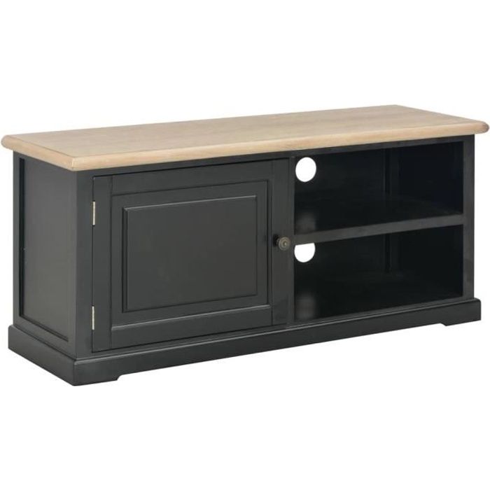 meuble tv bas armoire tele banc tv table pour salon-séjour noir 90 x 30 x 40 cm bois