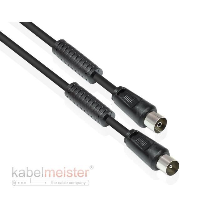 Câbles coaxiaux Adaptateur coaxial dantenne TV connecteurs or  femelle/femelle-femelle pour câble raccordement-Noir High-Tech
