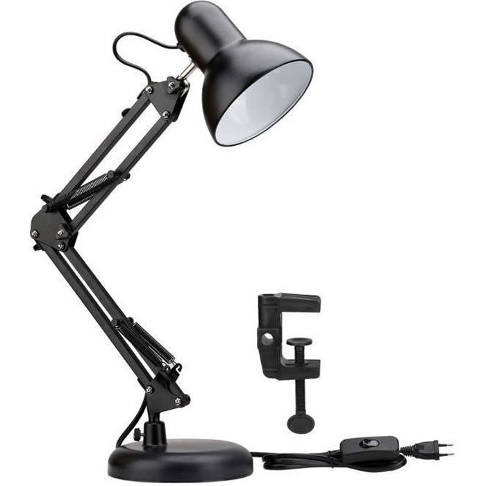 Lampe de Bureau - ZGEER - E27 - Noir - Articulée - 60W