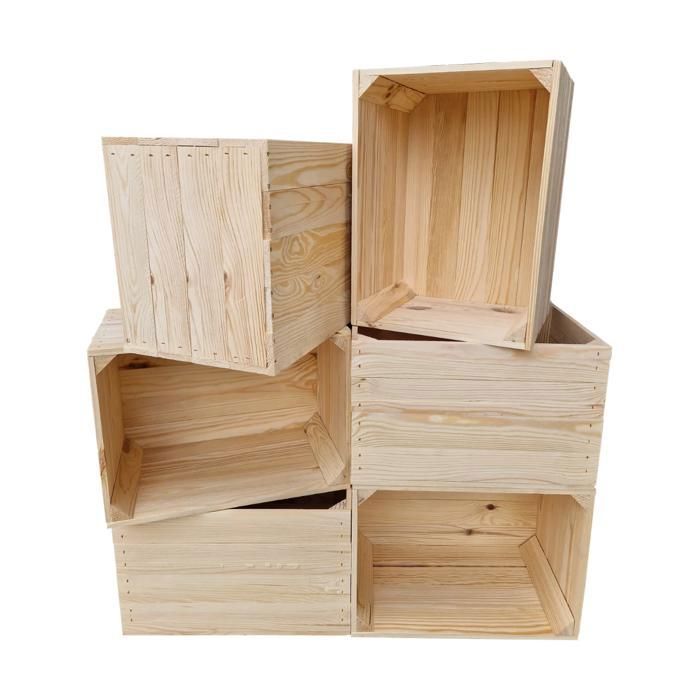 12 Caisses En Bois Massif PYXIDAS - Rangement Naturel, 25x30x40cm, Style Rustique Moderne