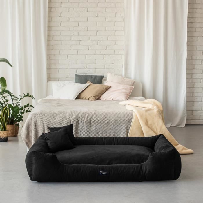 Meilleurs prix pour Panier Couchage Lit pour chien ,, Puffi – Alcantara ‘’ XXXL 160cm x 110cm Noir