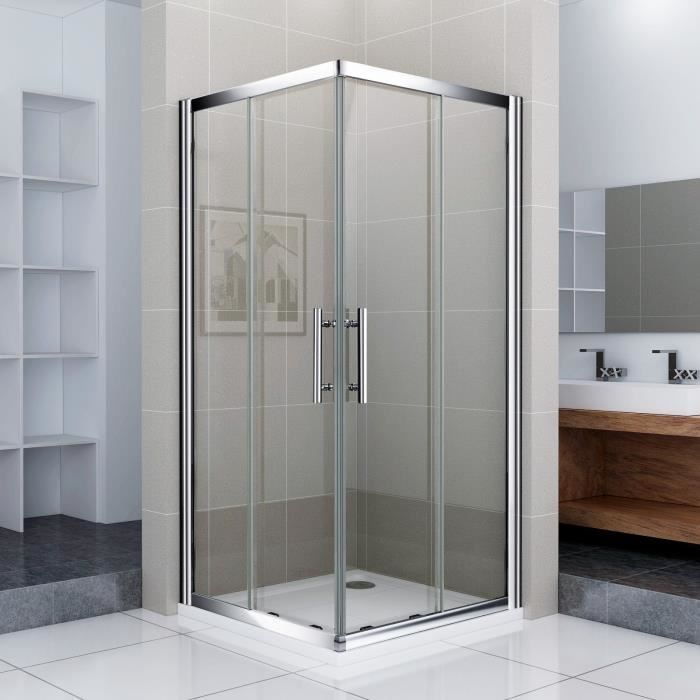 Porte de douche coulissante, paroi de douche70x70X195cm,6mm verre trempé,accès d'angle, poignée Porte de douche coulissante, paroi de douche70x70X195cm,6mm verre trempé,accès d'angle, poignée