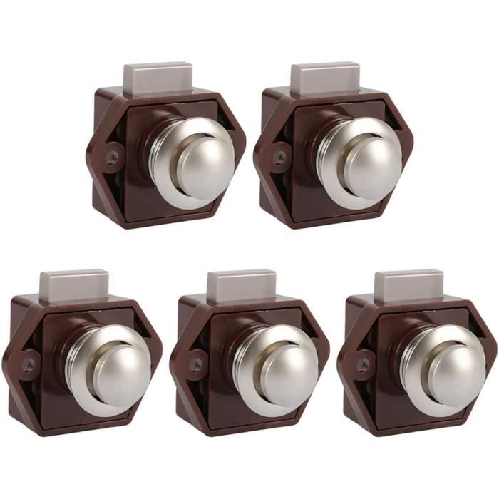 5 Bouton Poussoir Loquet Sans Clé Serrure Porte Meuble Fermoir Verrou