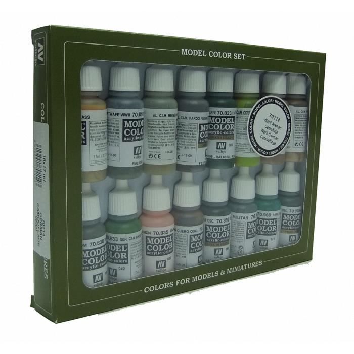 Set De Peintures Acryliques Vallejo WWII Allemand Camouflage - 16 Couleurs De 17 Ml - Neuf