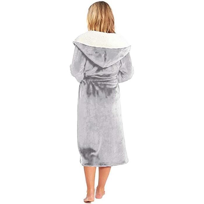 Peignoir Femme en Velours Ultra Doux Robe De Chambre Longue a Capuche Manches Longues Et Ceinture Lingerie Sexy Linge Bain Gran 568 Cdiscount Maison