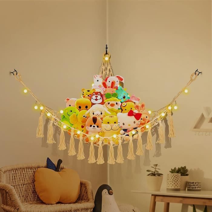 Filet Hamac De Rangement Pour Jouets Ou Peluches - Dimensions 135x65 Cm - Tressage Main